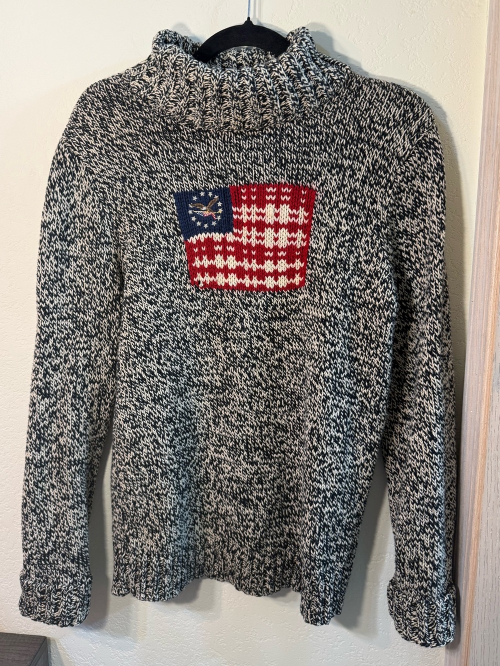 Vintage American Living USA 250th Anniversary Cream & White Sweater Flag, Eagle